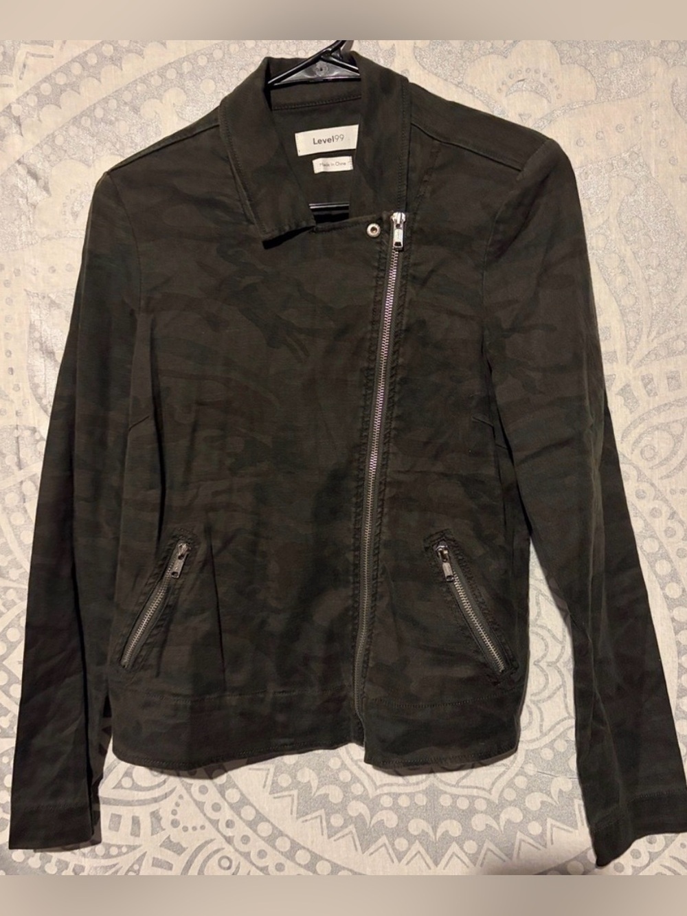 Level 99 Midnight Camo Asymmetrical Zip Moto Jacket | Small 🖤
